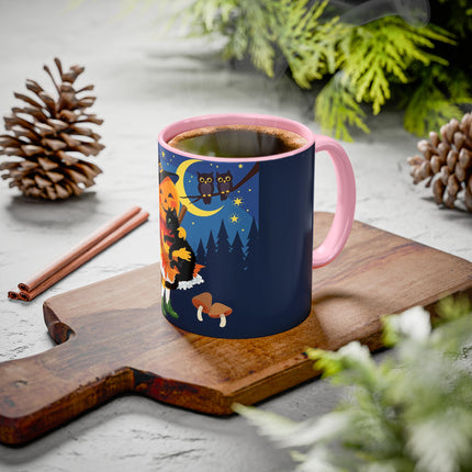 🎃🐈‍⬛ The Little Pumpkin Witch And Her Black Cat Colorful Mug – Whimsical Halloween Charm