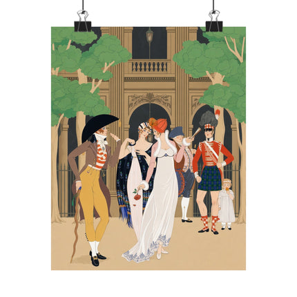 🌳🎩 La Merveilleuse au Palais Royal Matte Vertical Poster – George Barbier Art Deco Parisian Elegance