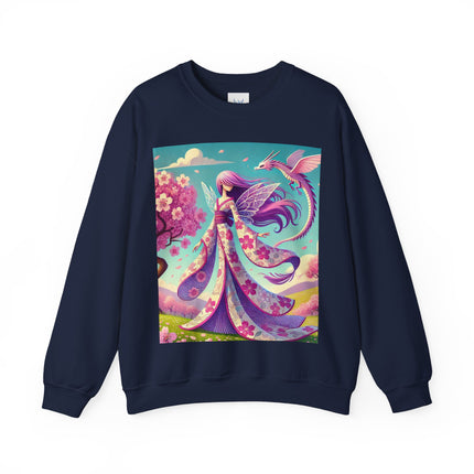 Petals in the Wind: The Kimono Fairy and the Sky Dragon Heavy Blend™ Crewneck Sweatshirt