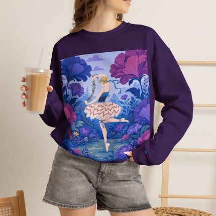 🌸🩰 The Enchanted Garden Ballet Crewneck Sweatshirt – Art Deco Floral Whimsy