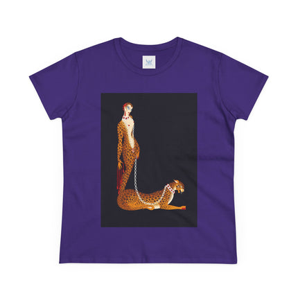 Leopard Queen Women's Midweight Cotton Tee – Exotic Glamour & Timeless Elegance
