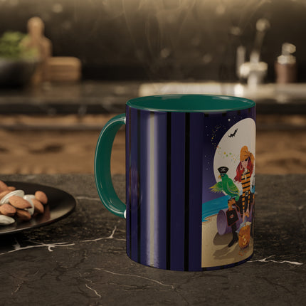 Moonlit Pirate Halloween Colorful Mugs, 11oz