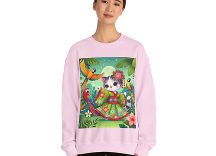 Parrot Dance of the Geisha Kitten Heavy Blend™ Crewneck Sweatshirt