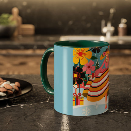 🌼🎄 The Christmas Blossom Belle Colorful Mug – Colorful Art Deco Holiday Fantasy