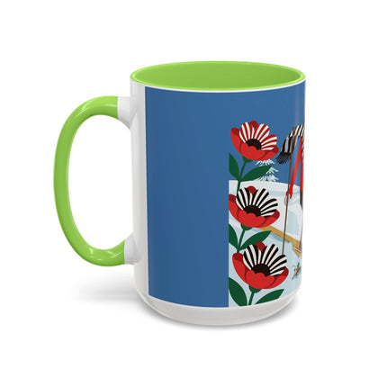 🎿🎄 The Christmas Holly Skier Colorful Mug – Whimsical Holiday Fantasy