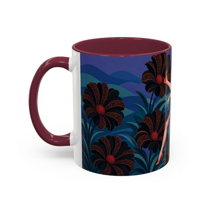 🖤🌺 The Midnight Floral Acrobat Colorful Mug – Art Deco Fashion Whimsy