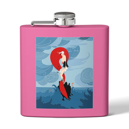 Siren of the Waves Stainless Steel Flask – Dramatic Sea Power & Bold Elegance