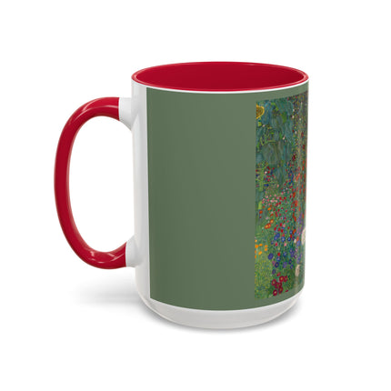 Farm Garden with Sunflowers by Gustav Klimt Colorful Mugs (11oz, 15oz)