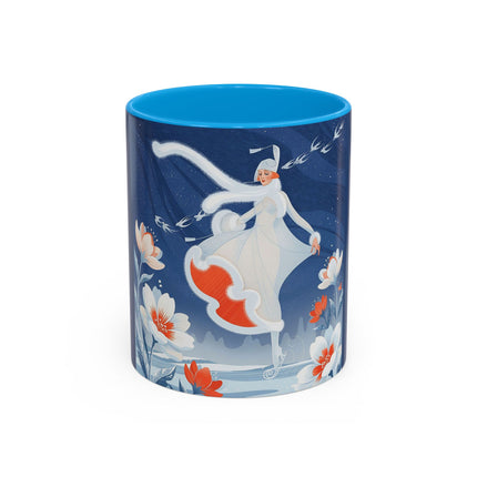❄️⛸️ The Winter Skater’s Flight Colorful Mug – Art Deco Floral Fantasy