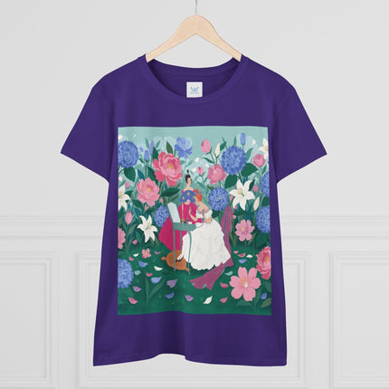 💎🌸 The Lady Of The Jeweled Garden Cotton Tee – Art Deco Floral Elegance