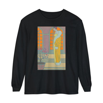 Sur Les Marches Du Jardin by Georges LePape Garment-dyed Long Sleeve T-Shirt