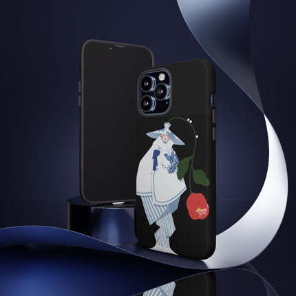 Blue & White Porcelain Geisha Phone Case – Elegant Mystery & Floral Grace