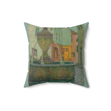 La Fontaine, Saint-Paul De Vence by Henri Le Sidaner Spun Polyester Square Pillow