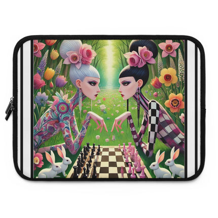Spring Gambit: A Fairy’s Move Laptop Sleeve – Whimsical Chess & Spring Magic
