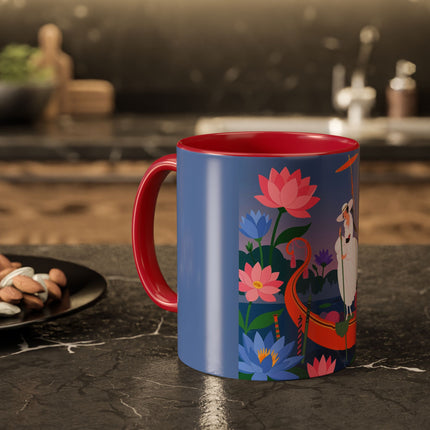The Lady Of The Lotus Voyage Colorful Mugs – Art Deco Botanical Elegance