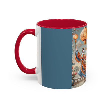 Golden Dragon & Lantern Lady Colorful Mug – Imperial Dragon & Elegant Harmony
