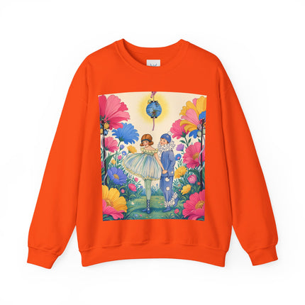 🌸🏮 The Lantern Garden Stroll Crewneck Sweatshirt – Art Deco Floral Whimsy