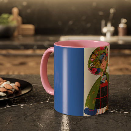 Lady with the Golden Fish Colorful Mugs – Whimsical Fashion & Playful Fantasy