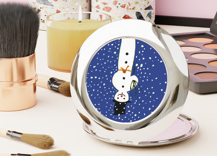 Snowman in Falling Snow Compact Travel Mirror