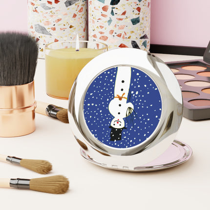 Snowman in Falling Snow Compact Travel Mirror
