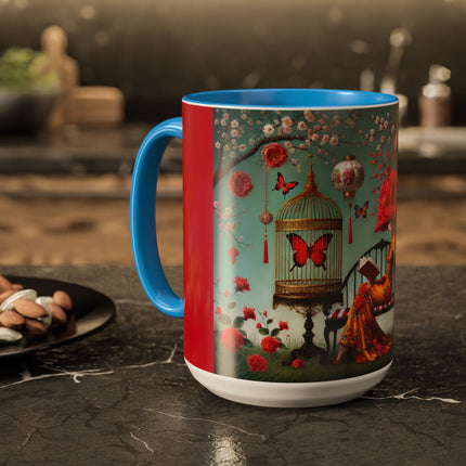 Reading in a Painted Garden Colorful Mugs (11oz, 15oz)