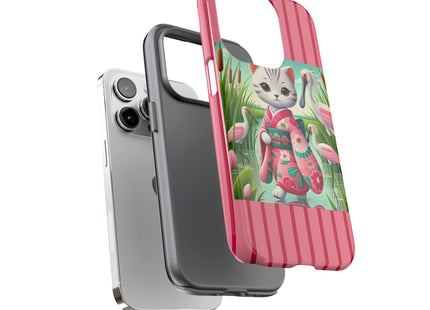 Geisha Kitten Strolls Among the Spoonbills Phone Cases