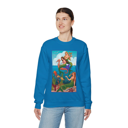 Three Mermaids with Strings of Pearls by Carlo Chiostri Heavy Blend™ Crewneck Sweatshirt