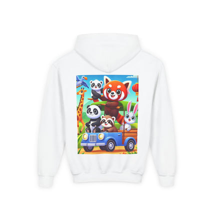 Safari Friends on the Move Youth Hooded Sweatshirt – Adventure, Friendship & Sunny Fun