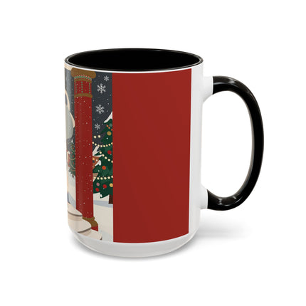 ❄️✨ The Winter Couture Promenade Colorful Mug – Art Deco Holiday Elegance