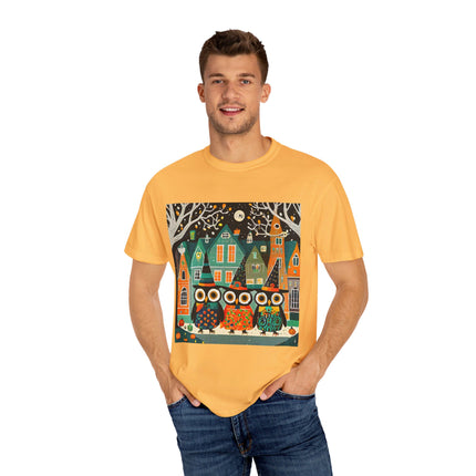 Night of the Trick-or-Treating Owlets Unisex Garment-Dyed T-shirt