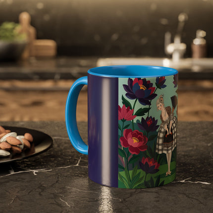 The Lady Of The Lotus Garden Colorful Mugs – Art Deco Botanical Elegance