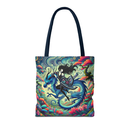 Mystic Guardian of the Sky Tote Bag – Warrior Fairy & Turquoise Dragon