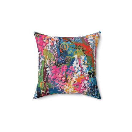 Golden Wisteria Elegance Spun Polyester Square Pillow