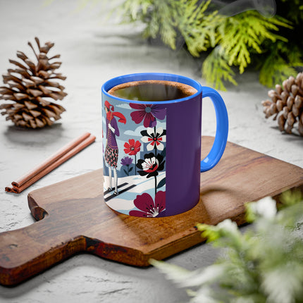 🎿❄️ The Winter Flower Skier Colorful Mug – Art Deco Alpine Fantasy
