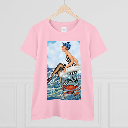 Playful Waves and Fashion Follies Women's Midweight Cotton Tee