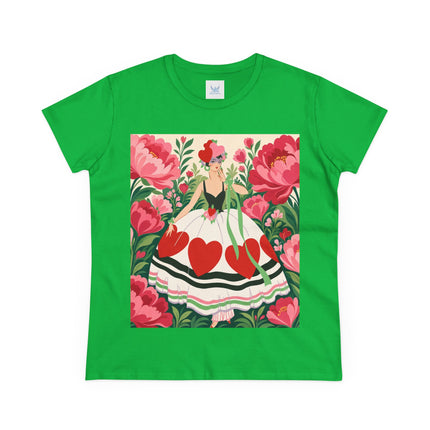 ❤️🌸 The Heart Garden Cotton Tee – Art Deco Floral Romance