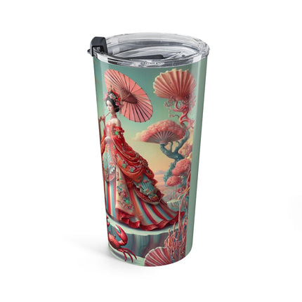Cherry Blossom Courtesans & Crimson Crab Tumbler 20oz – Imperial Elegance & Playful Charm