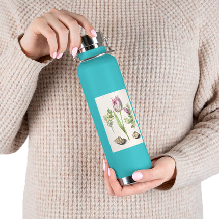 Tulip, Branches of Myrtle, and Shells by Maria Sibylla Merian Copper Vacuum Insulated Bottle, 22oz