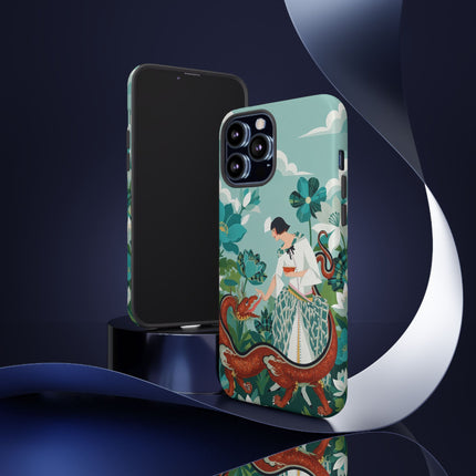 🐉🌿 The Dragon Keeper Phone Case – Art Deco Floral Fantasy
