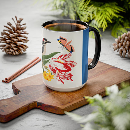 Woodpecker & Tulip Colorful Mugs – Vibrant Spring & Bold Beauty