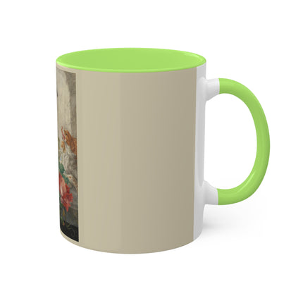 A Basket with Flowers by Herman Henstenburgh Colorful Mugs, 11oz