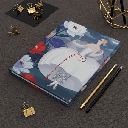 🌙🌺 The Lady Of The Moonlit Flower Garden Hardcover Journal – Art Deco Evening Elegance