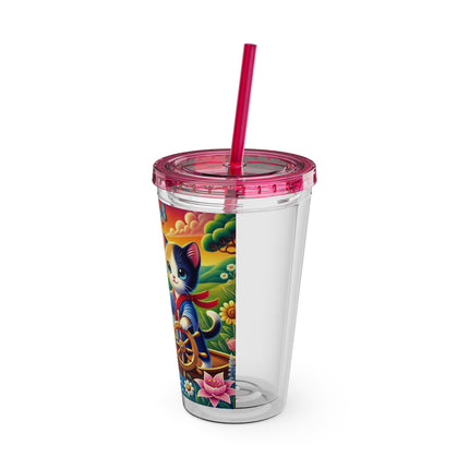 Sailor Kitten’s River Adventure Sunsplash Tumbler with Straw, 16oz