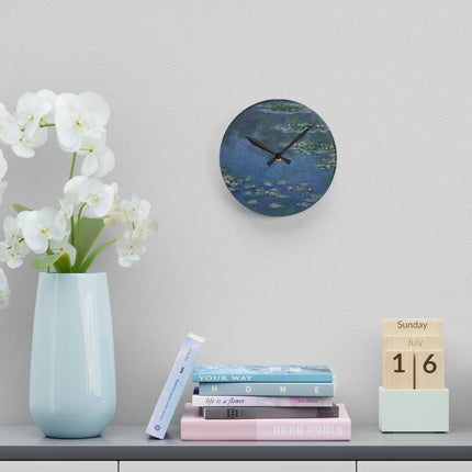 Water Lilies by Claude Monet Acrylic Wall Clock, Round and Square