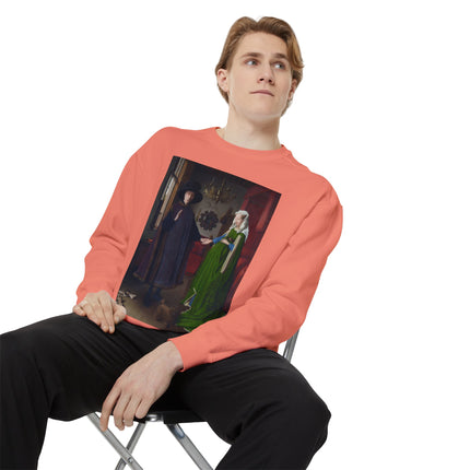 Arnolfini Portrait by Jan Van Eyck Unisex Garment-Dyed Sweatshirt