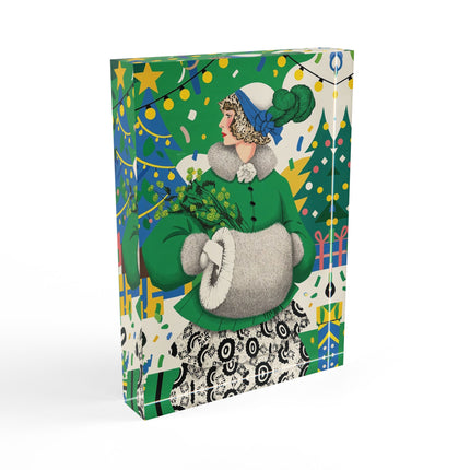 🍀🎄 The Emerald Holly Christmas Acrylic Art Block – Art Deco Holiday Elegance