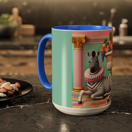Still Life with Zebra, Fruit, and Pink Columns Colorful Mugs (11oz, 15oz)