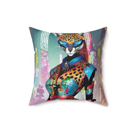 Cyber Cat Glamour Spun Polyester Square Pillow