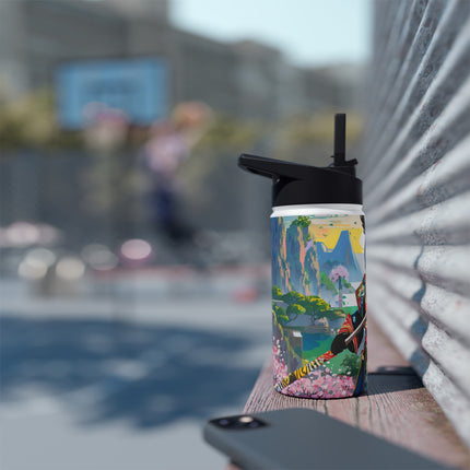 Cyberpunk Samurai Owl Stainless Steel Water Bottle