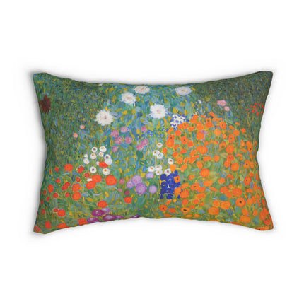 Cottage Garden by Gustav Klimt Spun Polyester Lumbar Pillow